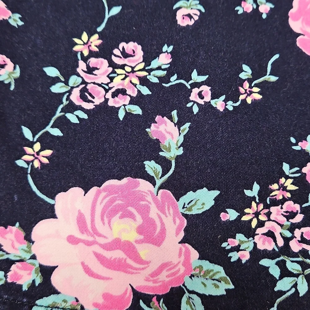 OshKosh B'gosh Girls Floral Overall Dress Jumper 18 Months Vestbak Navy Pink